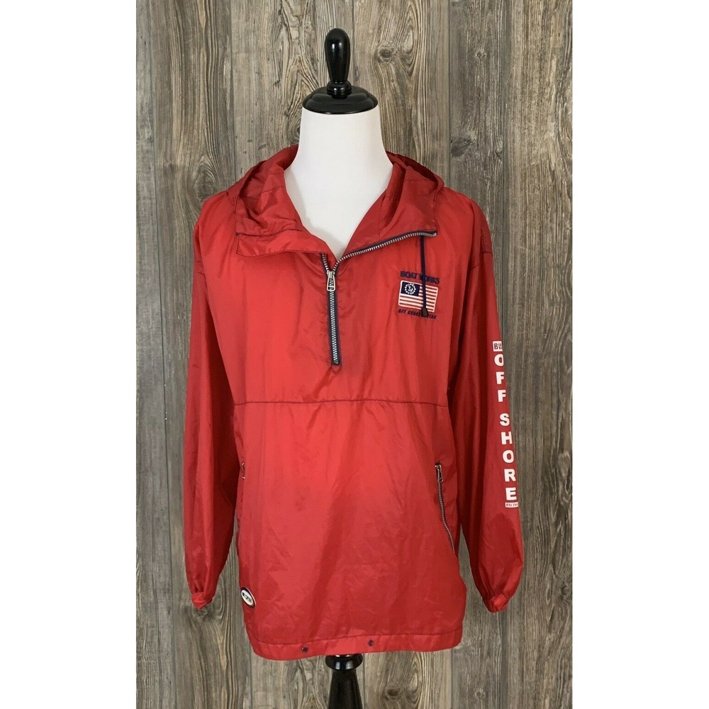Vtg. Boat Works Jacket Large 1/4‎ Zip Pullover Racing Yachting Nylon WindBreaker